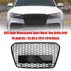 13-16 Audi A5 S5 B8.5 Grill Replacement RS5 Style Honeycomb Hex Mesh Front Bumper Grill Generic