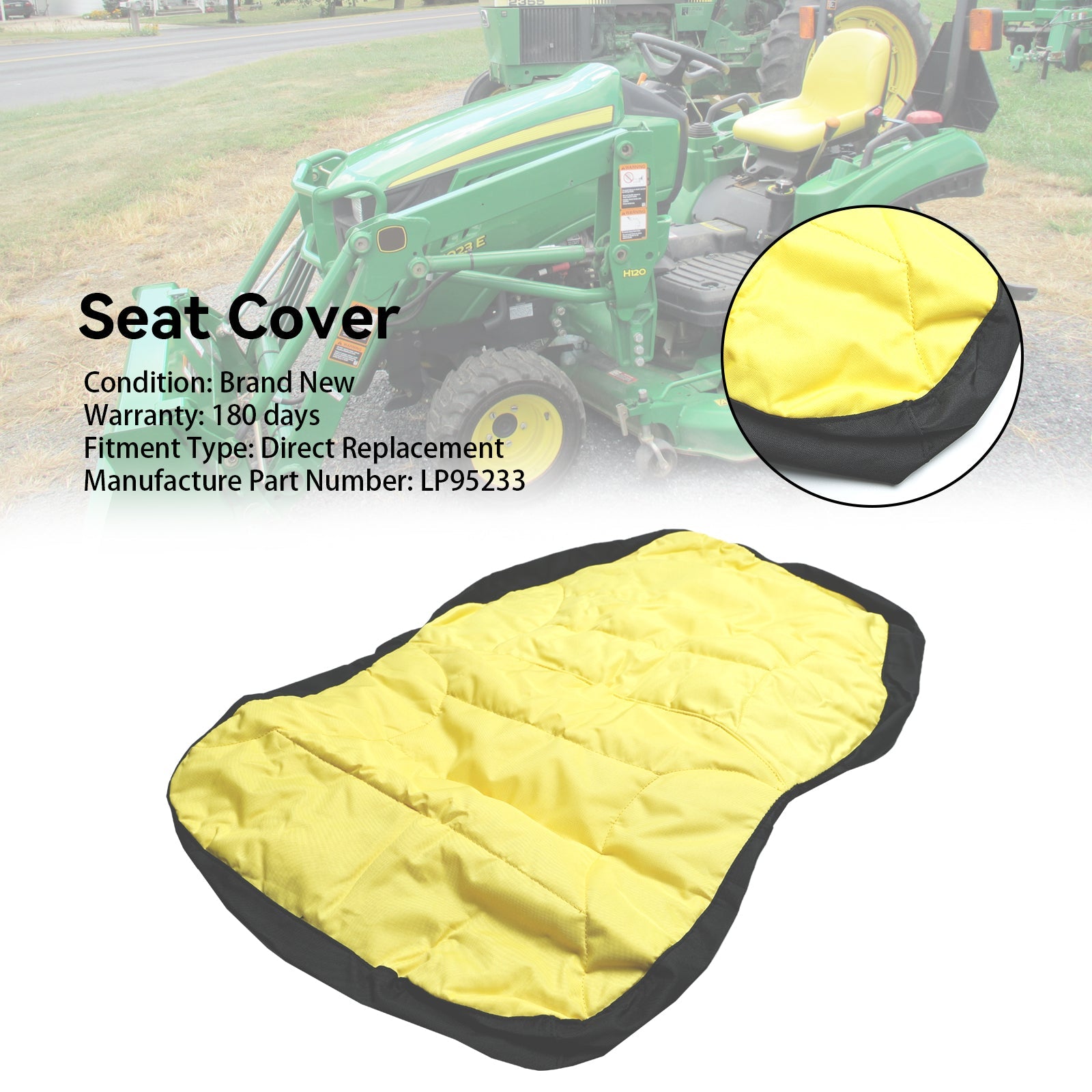 18 Inch John Deere Large Compact Utility Tractor Seat Cover LP95233