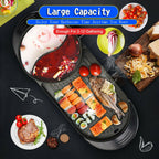 Portable 2-in-1 Electric Teppanyaki Grill and Hot Pot Cooking Pan with Non-Stick Surface