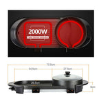 Portable 2-in-1 Electric Teppanyaki Grill and Hot Pot Cooking Pan with Non-Stick Surface