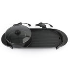Dual Function Electric Hot Pot and Barbecue Grill with Non-Stick Teppanyaki Cooking Plate