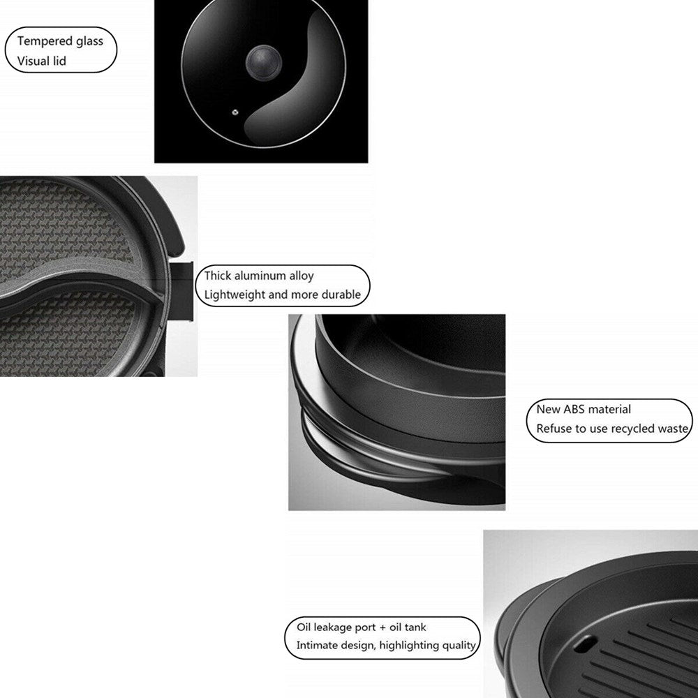 Dual Function Electric Hot Pot and Barbecue Grill with Non-Stick Teppanyaki Cooking Plate