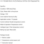 Dual Function Electric Hot Pot and Barbecue Grill with Non-Stick Teppanyaki Cooking Plate