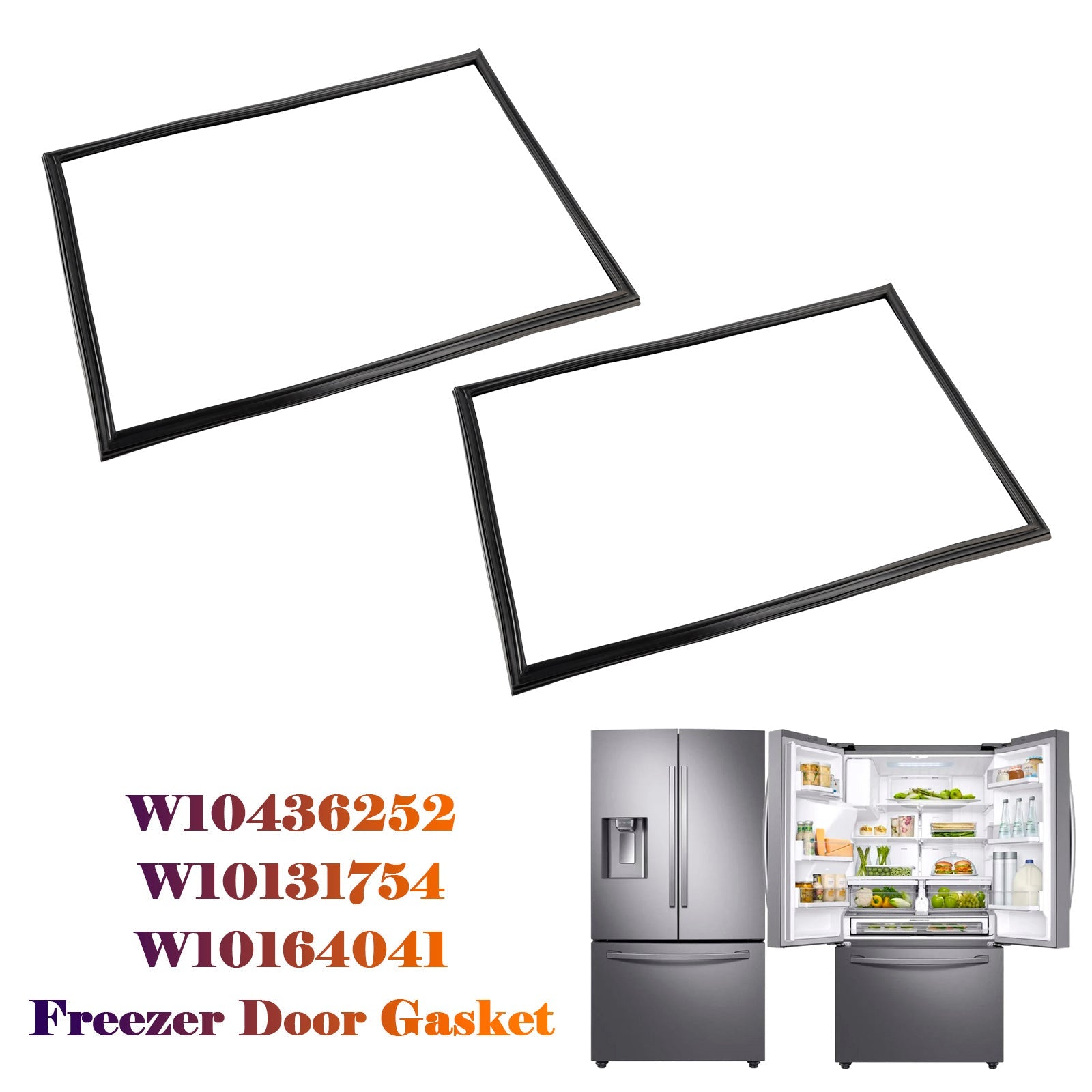 2 Pack Maytag W10436252 Freezer Door Seal Gasket W10131754 W10164041 Replacement