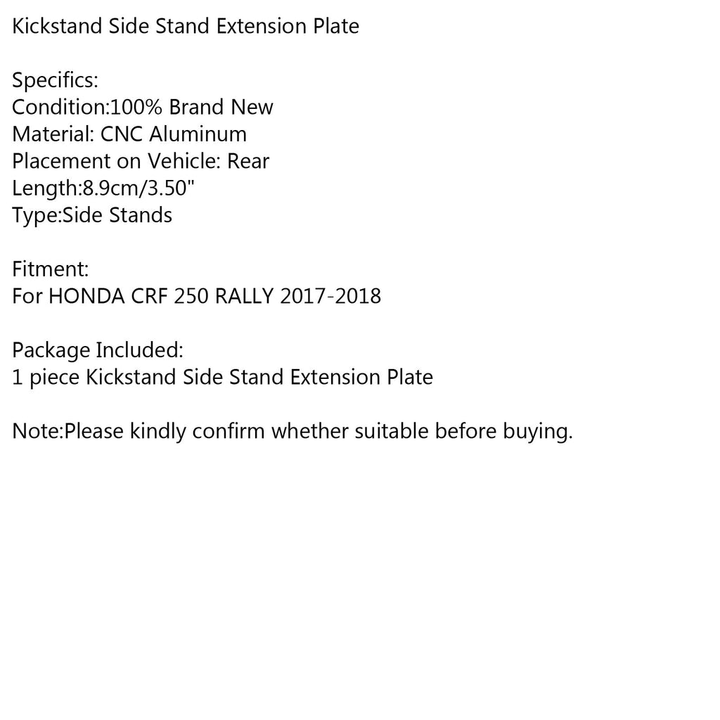 Extended Kickstand Pad Support For Honda CRF250 RALLY 2017-2019 Models