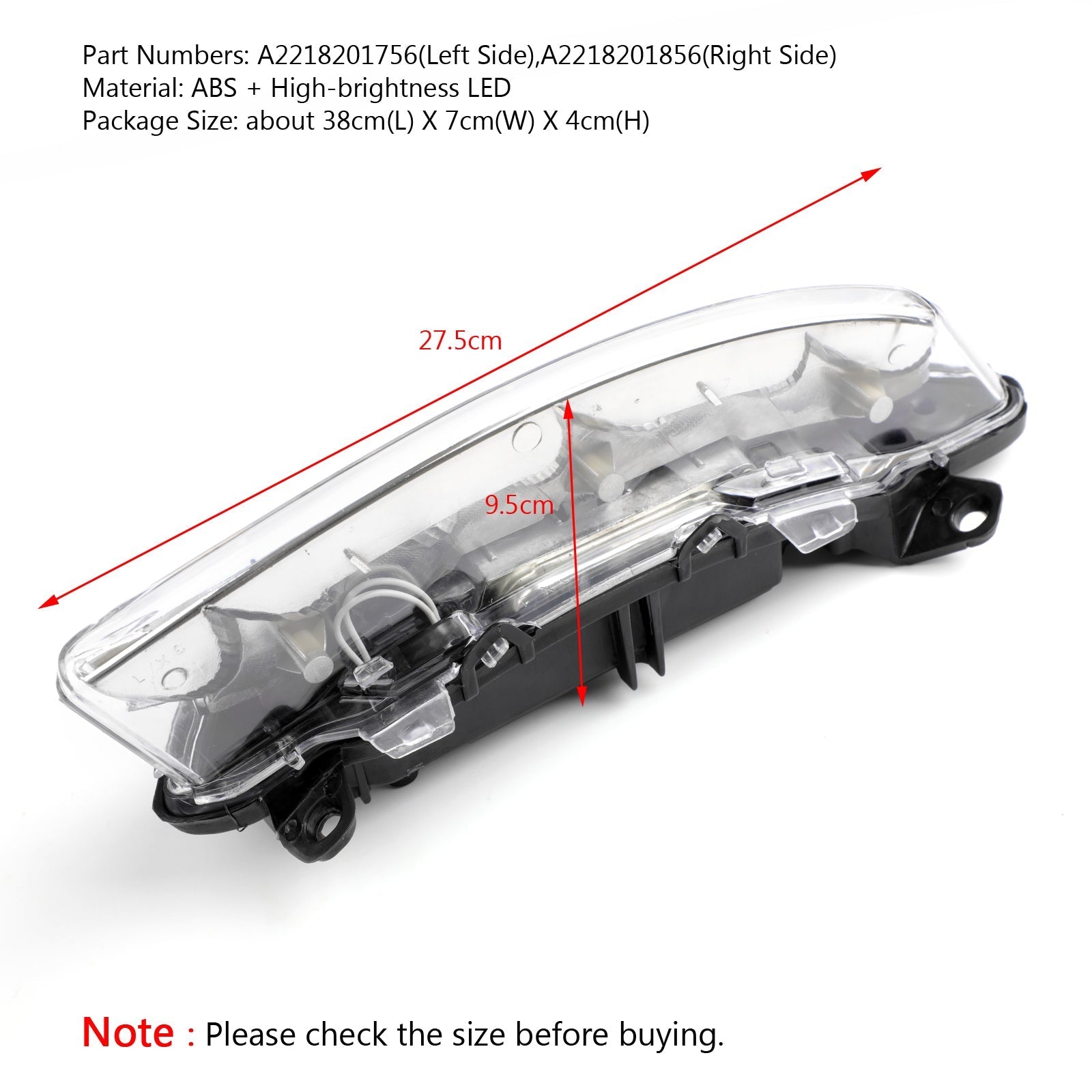 Mercedes S-Class W221 LED DRL Daytime Running Fog Light Single Left Right Replacement