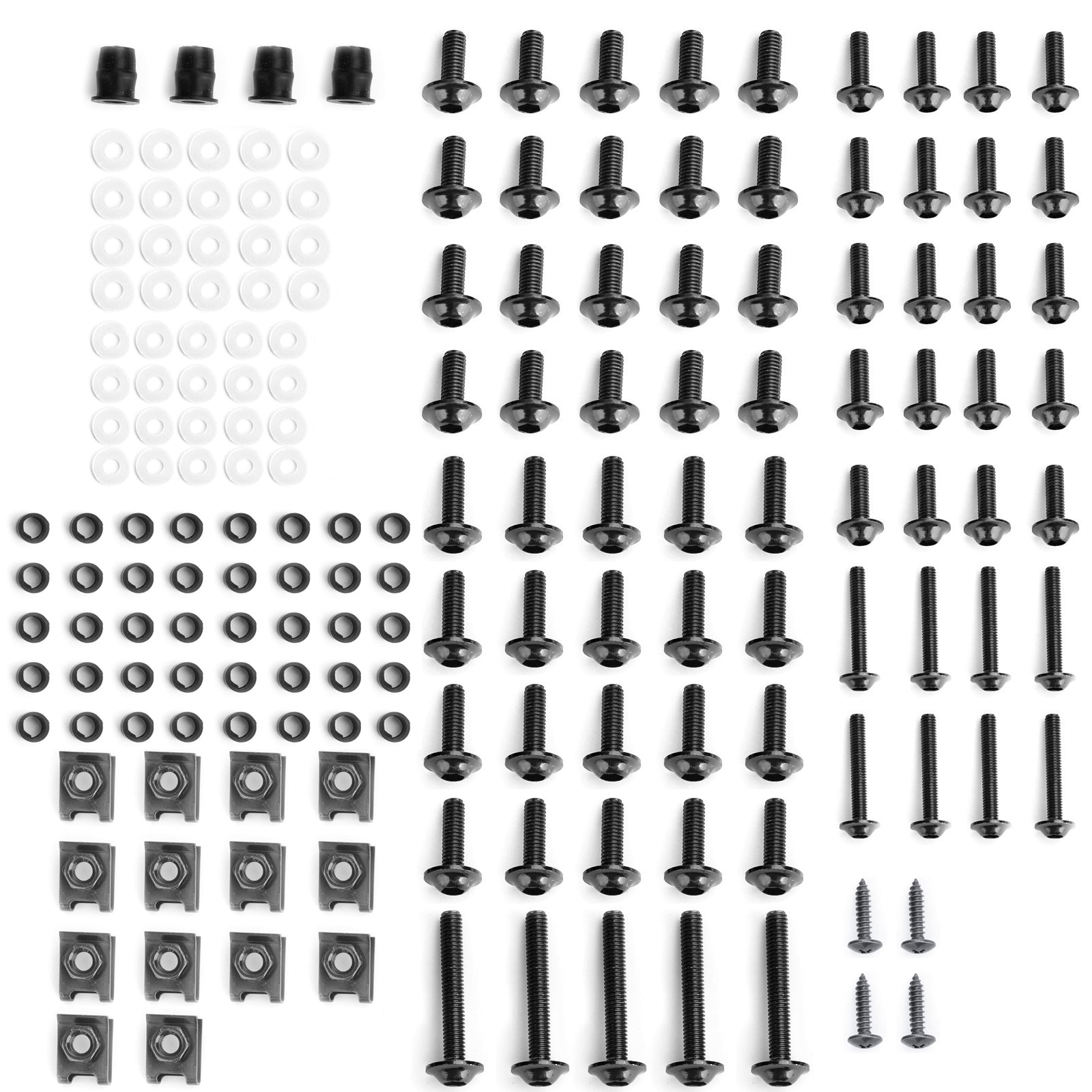 177 Piece Sportbike Windscreen Fairing Hardware Kit with Bolts Clips and Fastener Screws