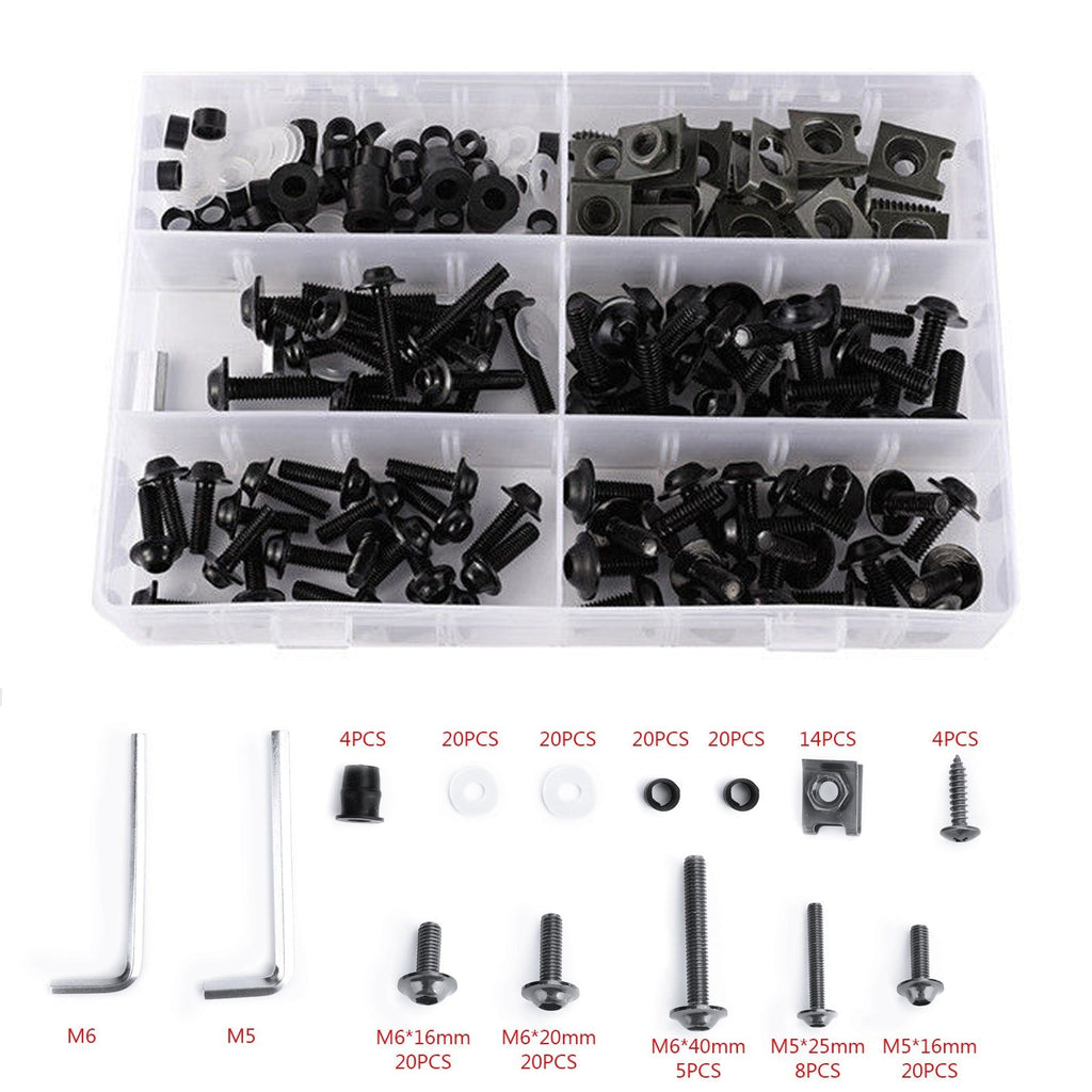 177 Piece Sportbike Fairing Bolt Hardware Kit Clips Screws Fasteners Compatible With Honda Kawasaki Yamaha Suzuki