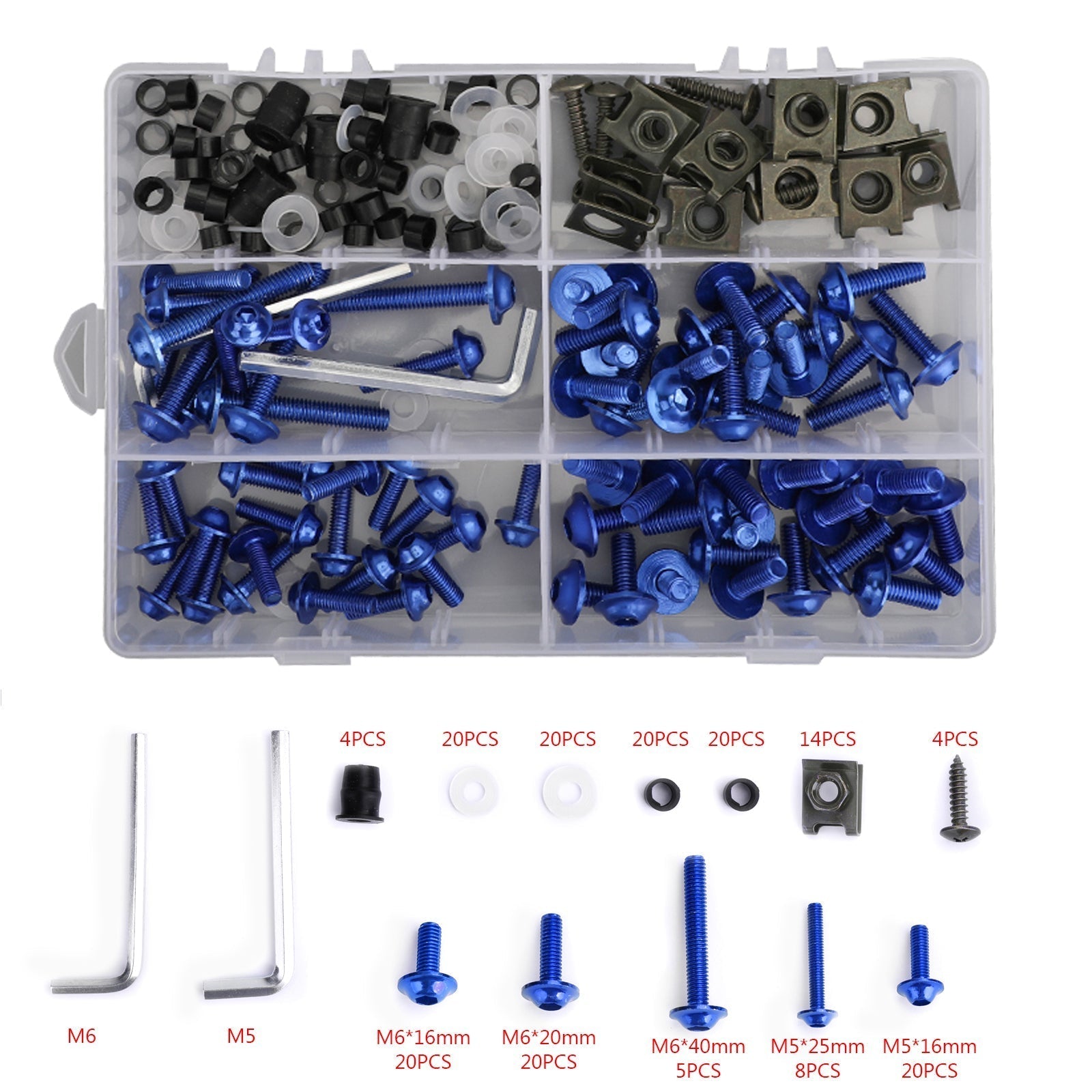 177PC Motorcycle Windscreen Fairing Bolt Set Fastener Clips Screws Compatible with Honda Kawasaki Yamaha Suzuki Sportbikes