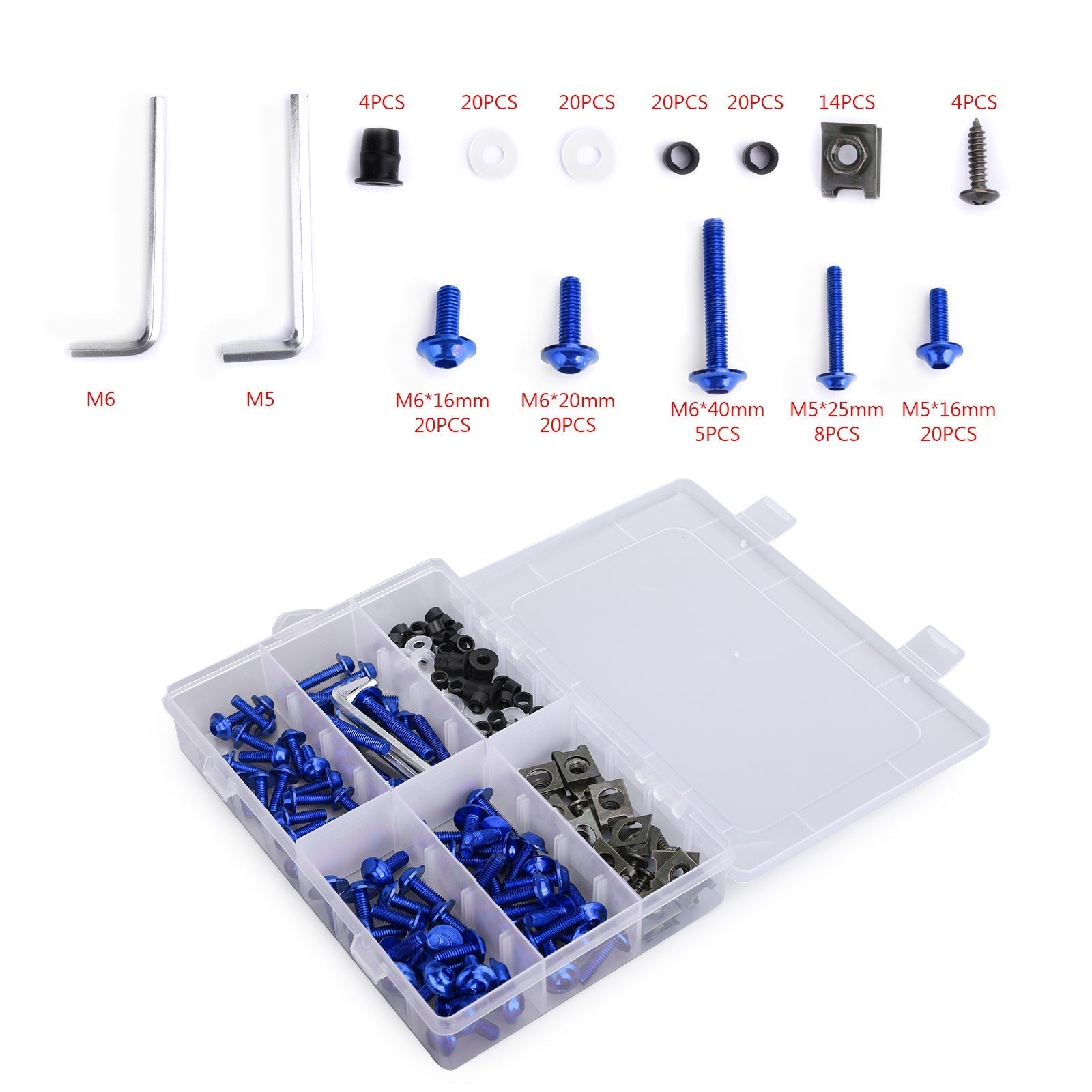 177PC Motorcycle Windscreen Fairing Bolt Set Fastener Clips Screws Compatible with Honda Kawasaki Yamaha Suzuki Sportbikes
