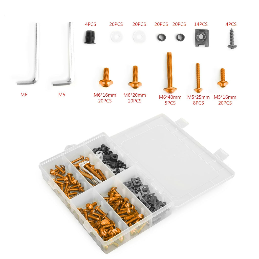 177 Piece Sportbike Windscreen Fairing Hardware Kit with Bolts Clips and Fastener Screws