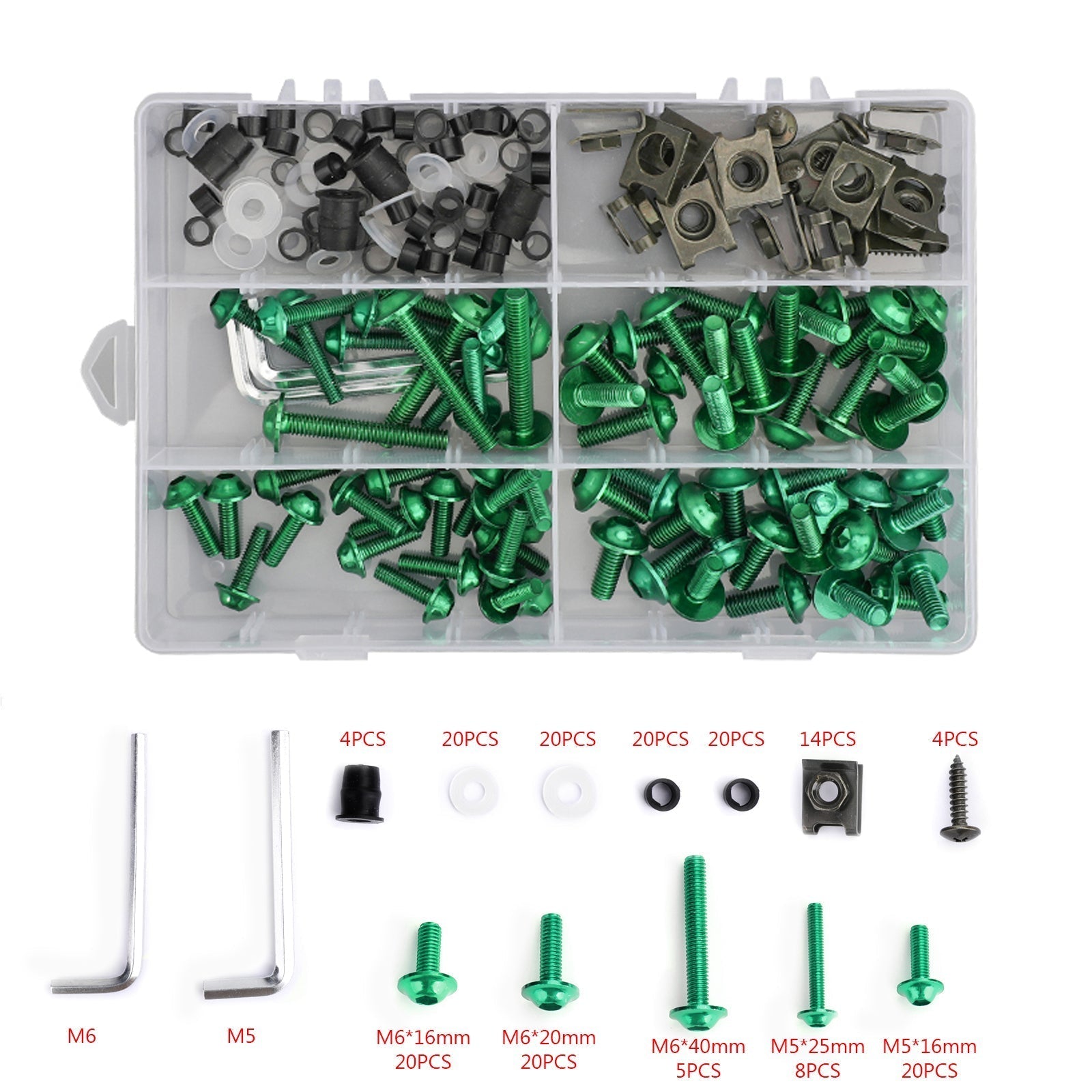 177 Piece Sportbike Fairing Bolt Hardware Kit Clips Screws Fasteners Compatible With Honda Kawasaki Yamaha Suzuki