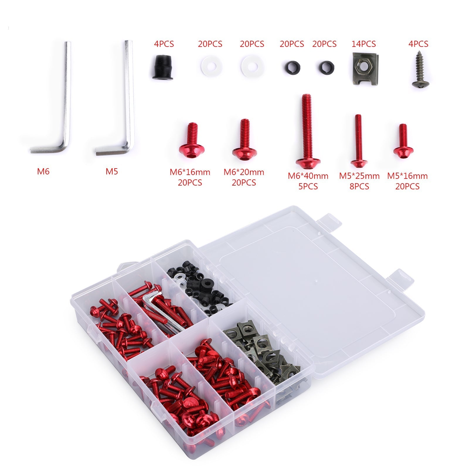177 Piece Sportbike Windscreen Fairing Bolt Fastener Kit Clips and Screws Universal
