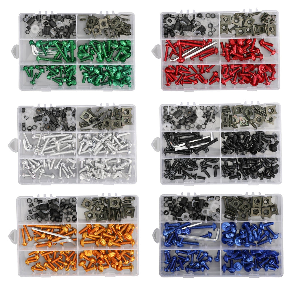 177 Piece Sportbike Windscreen Fairing Bolt Fastener Kit Clips and Screws Universal