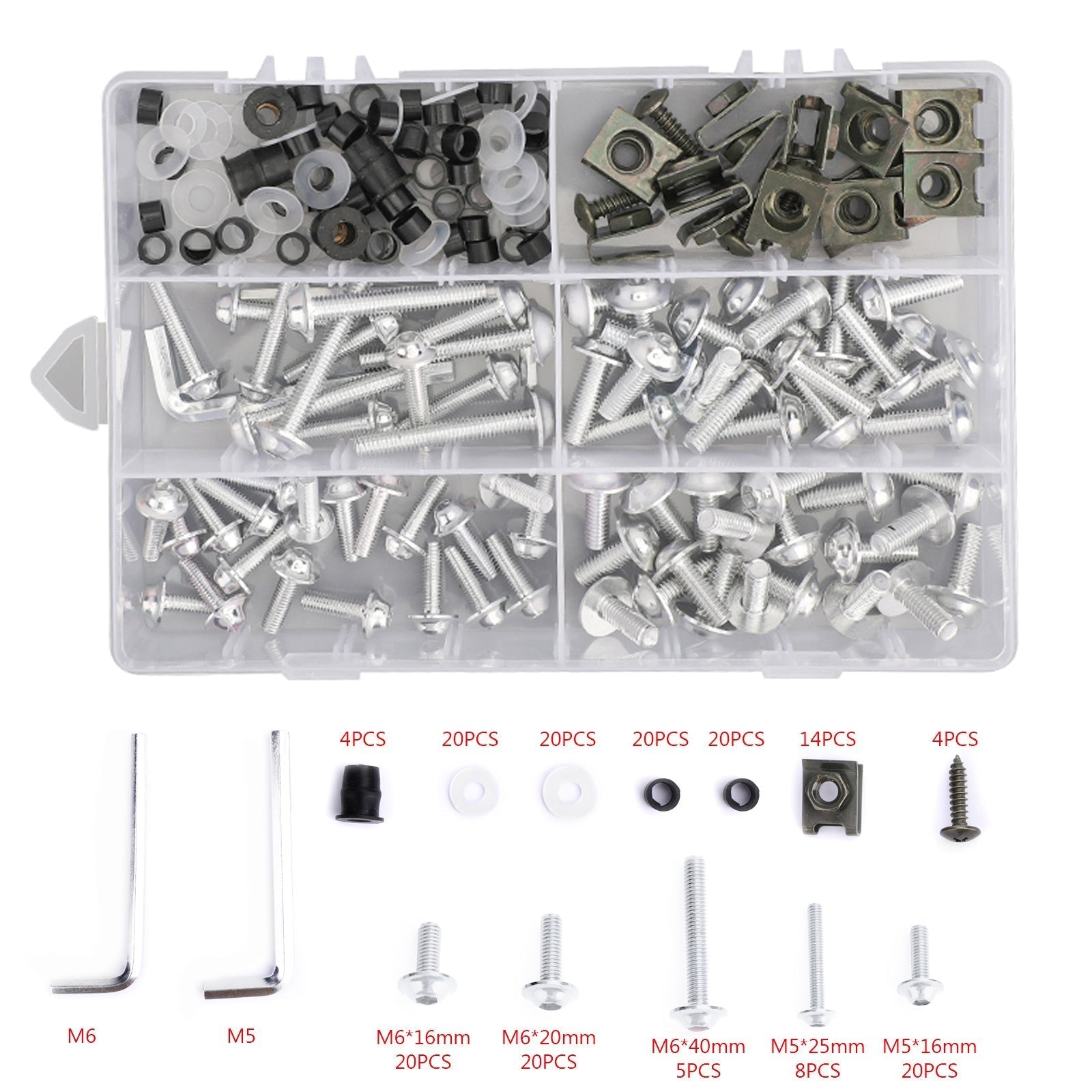 177 Piece Sportbike Fairing Bolt Hardware Kit Clips Screws Fasteners Compatible With Honda Kawasaki Yamaha Suzuki