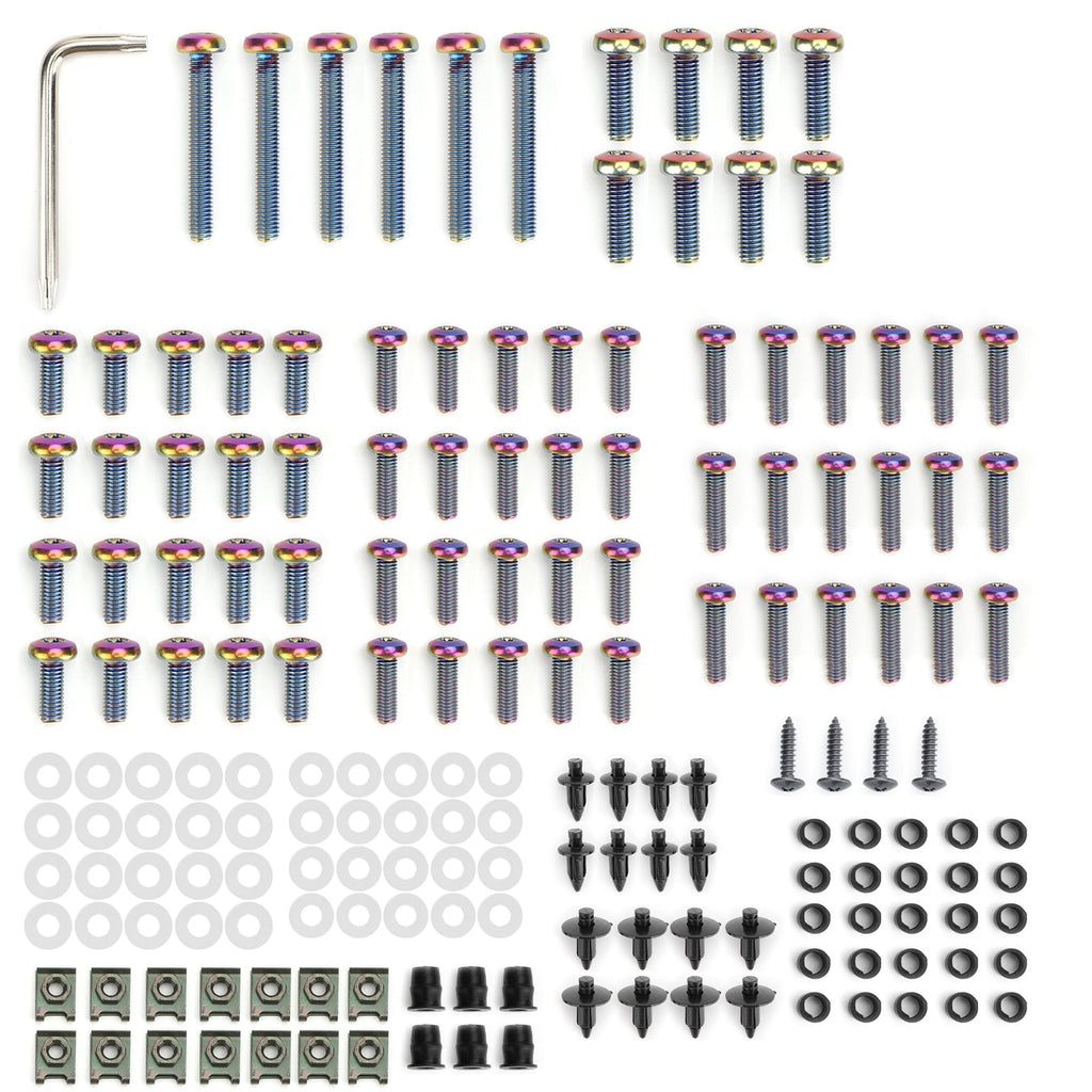 173-Piece Motorcycle Windscreen Fairing Hardware Kit with Burnt Titanium Bolts and Clips
