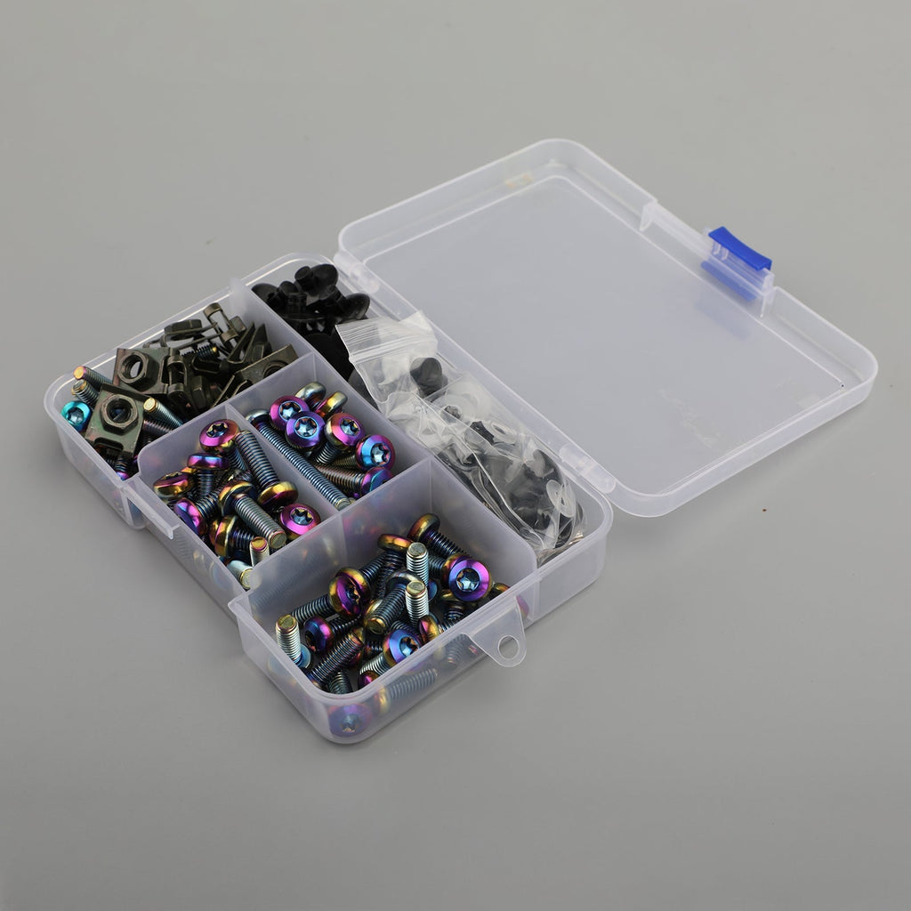 173-Piece Motorcycle Windscreen Fairing Hardware Kit with Burnt Titanium Bolts and Clips