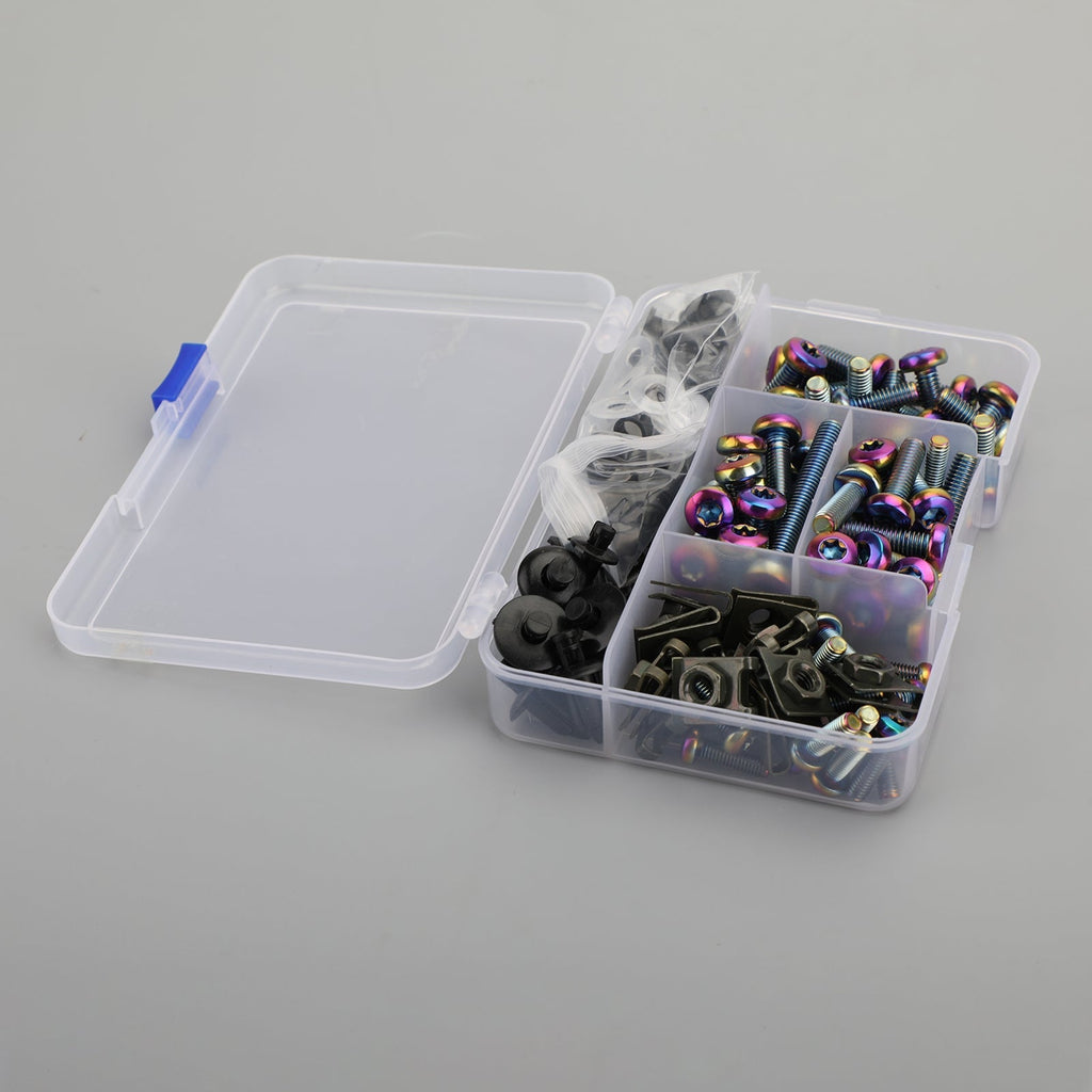 173-Piece Motorcycle Windscreen Fairing Hardware Kit with Burnt Titanium Bolts and Clips