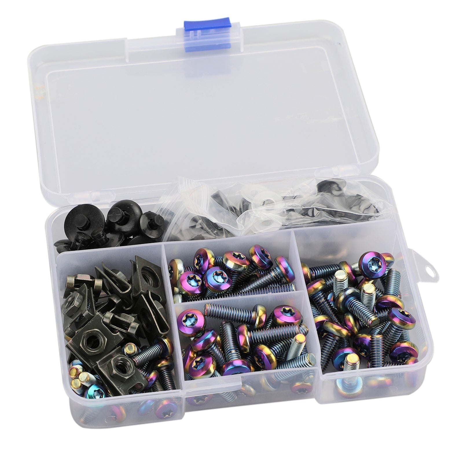 173-Piece Motorcycle Windscreen Fairing Hardware Kit with Burnt Titanium Bolts and Clips