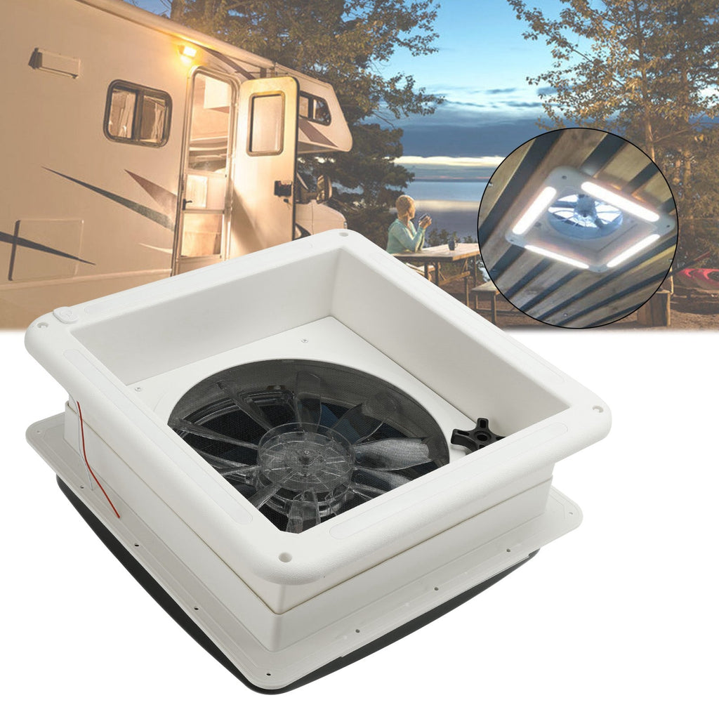 12V RV Roof Vent Fan 3-Speed Motor Caravan Skylight With LED Lighting