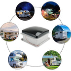 12V RV Roof Vent Fan 3-Speed Motor Caravan Skylight With LED Lighting