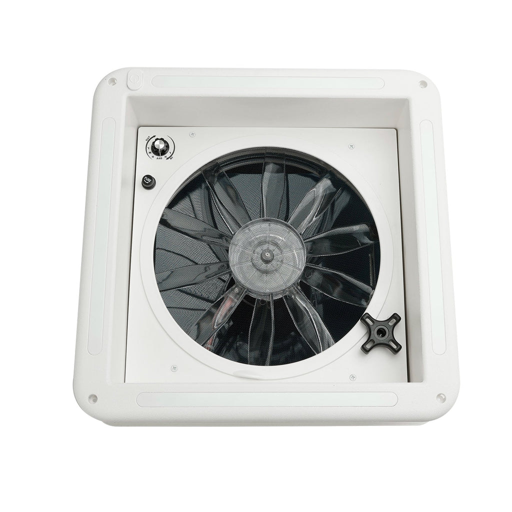 14 Inch Caravan RV Skylight Roof Vent Fan 3-Speed 12V Motor With LED Light