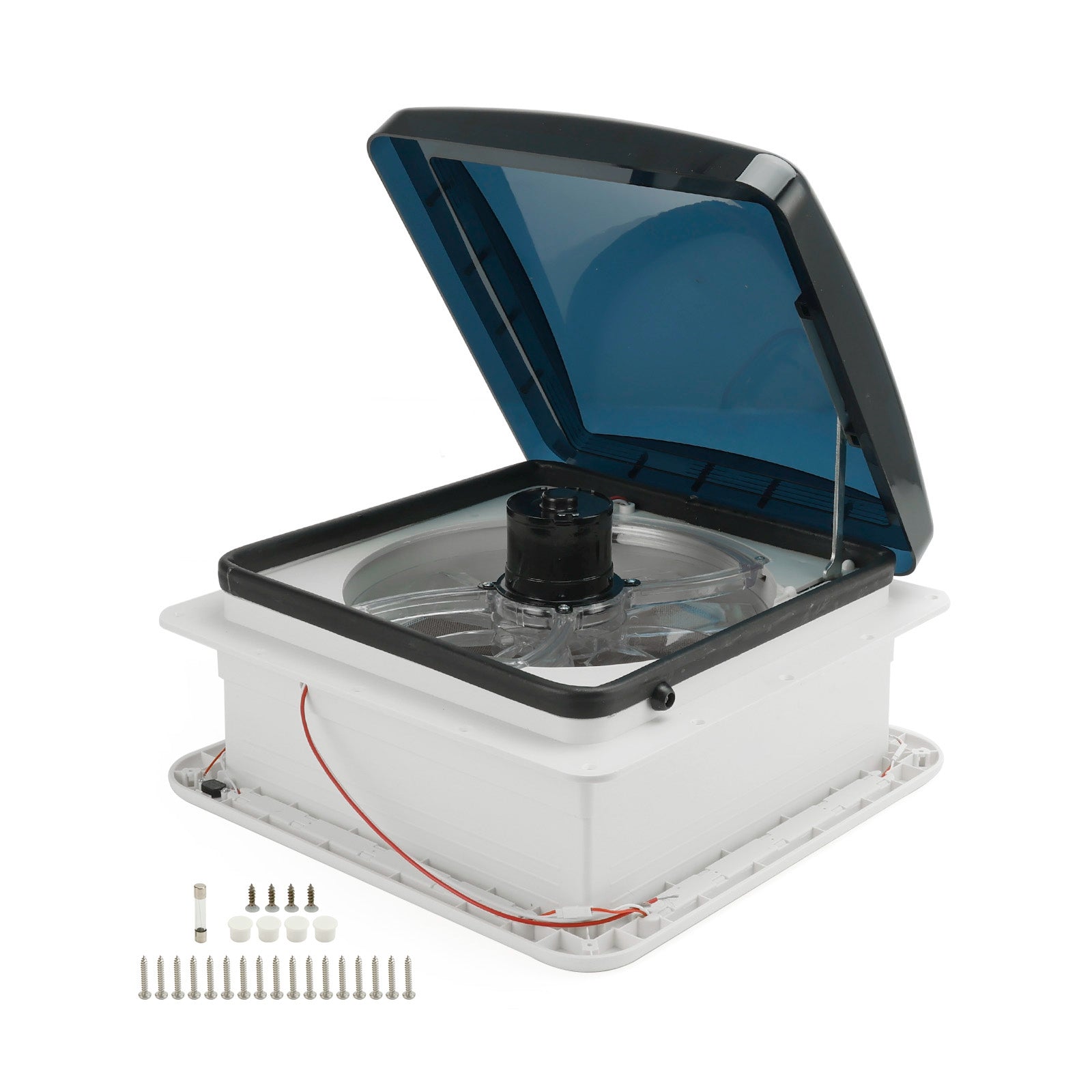 12V RV Roof Vent Fan 3-Speed Motor Caravan Skylight With LED Lighting