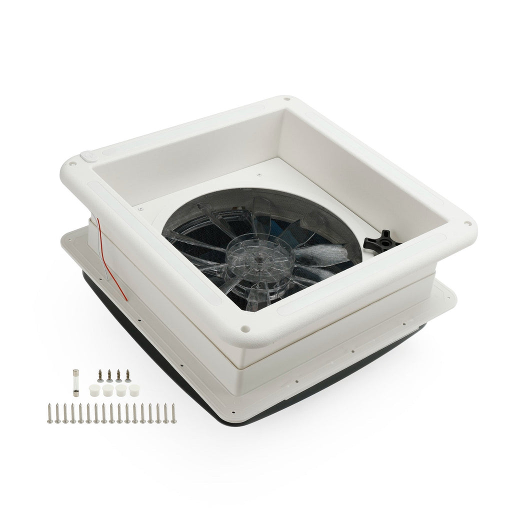 14 Inch Caravan RV Skylight Roof Vent Fan 3-Speed 12V Motor With LED Light