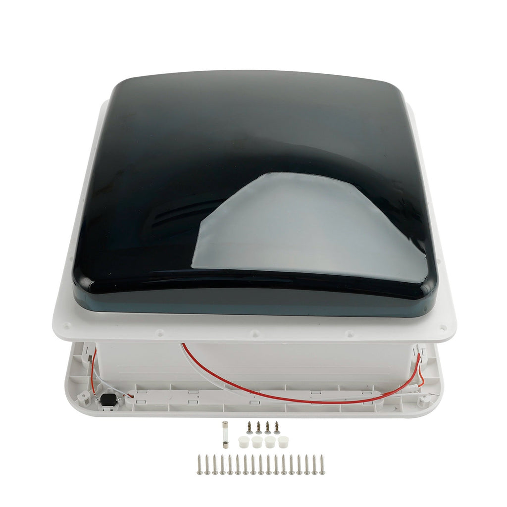 14 Inch Caravan RV Skylight Roof Vent Fan 3-Speed 12V Motor With LED Light