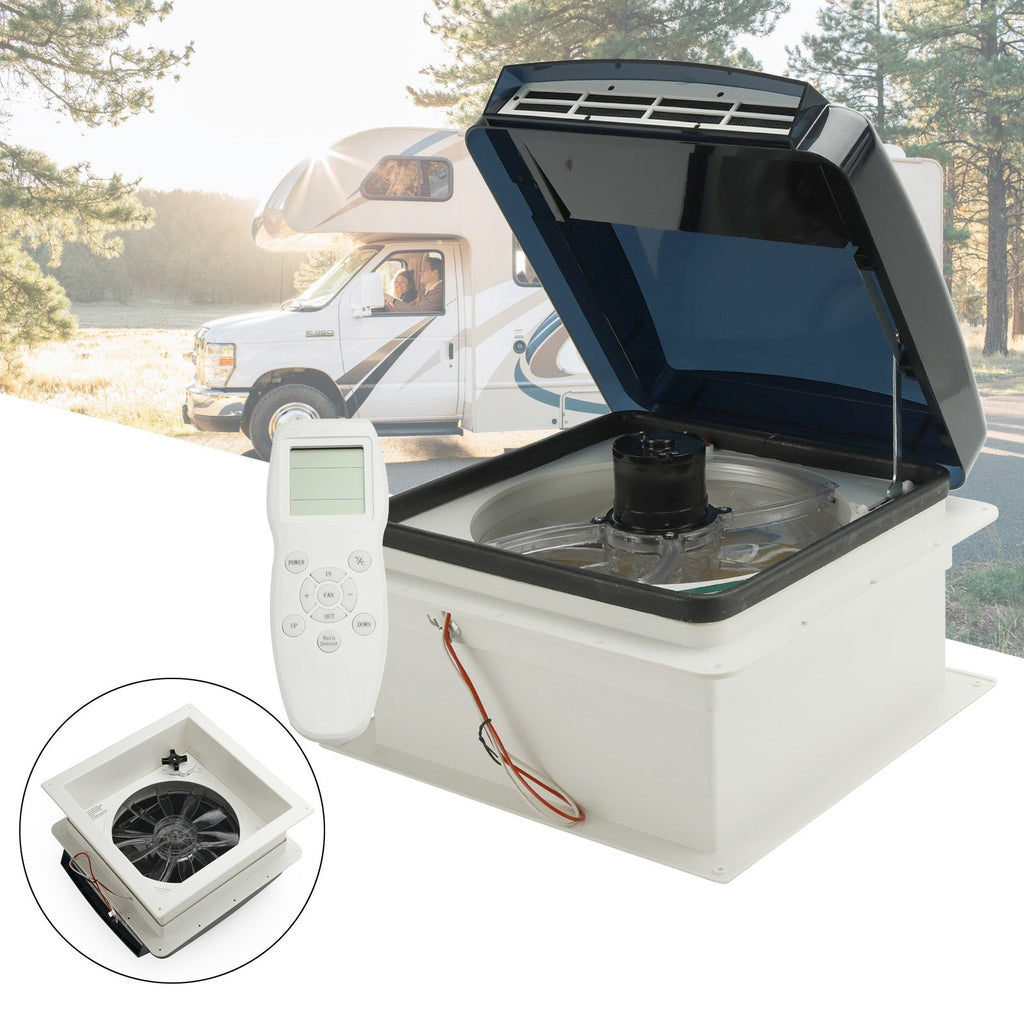 12V RV Caravan Roof Skylight Vent Fan 14" With Remote 10 Speed Levels