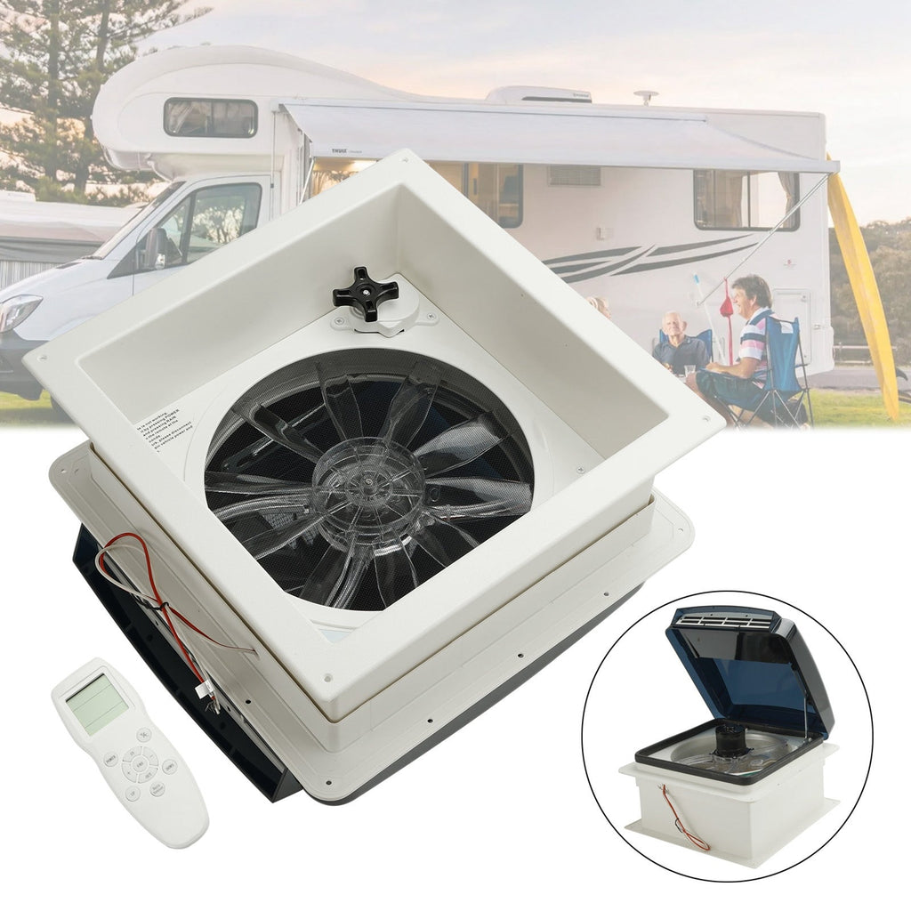 14 Inch Caravan RV Skylight Roof Fan Vent 12 Volt Remote Controlled 10 Speeds