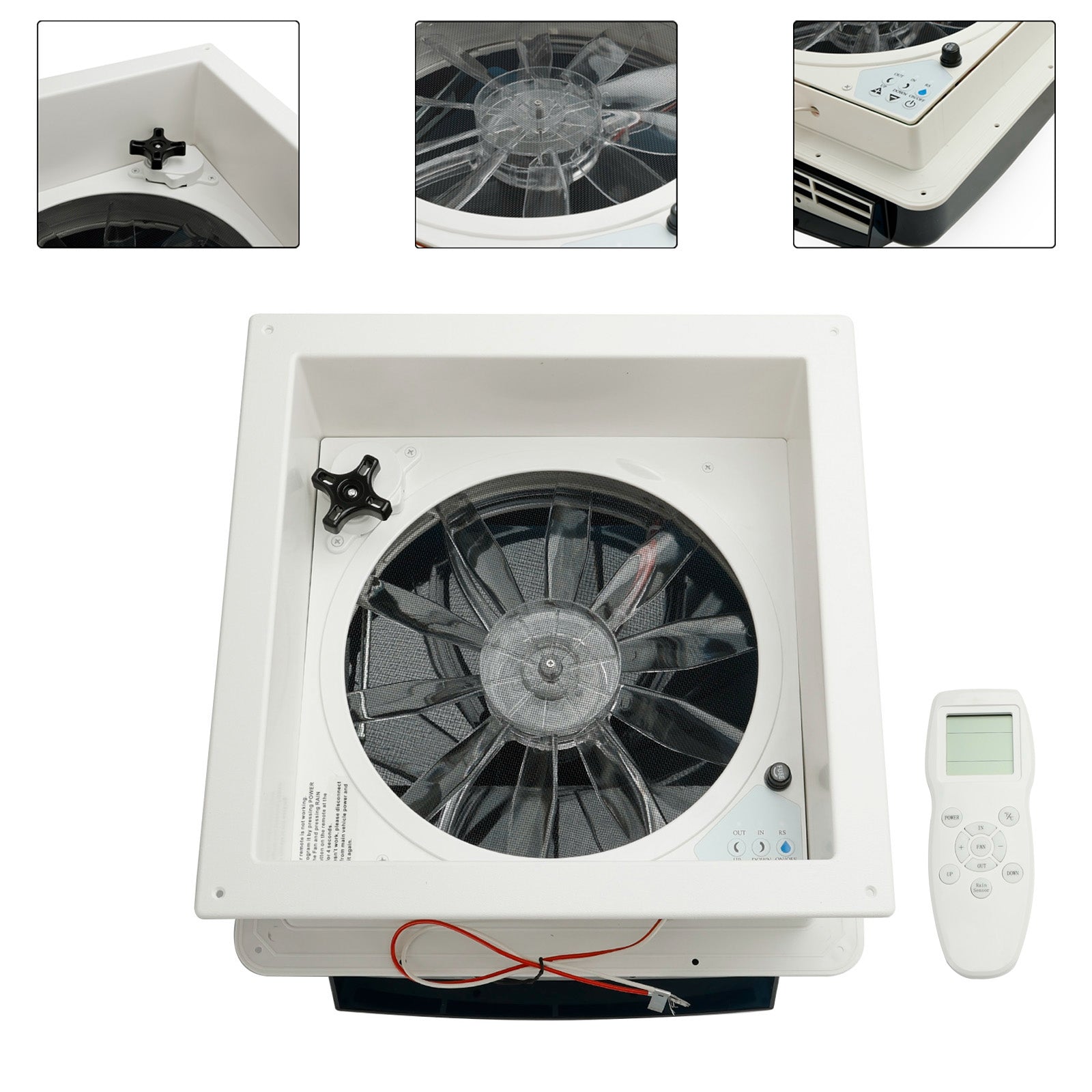 12V RV Caravan Roof Skylight Vent Fan 14" With Remote 10 Speed Levels