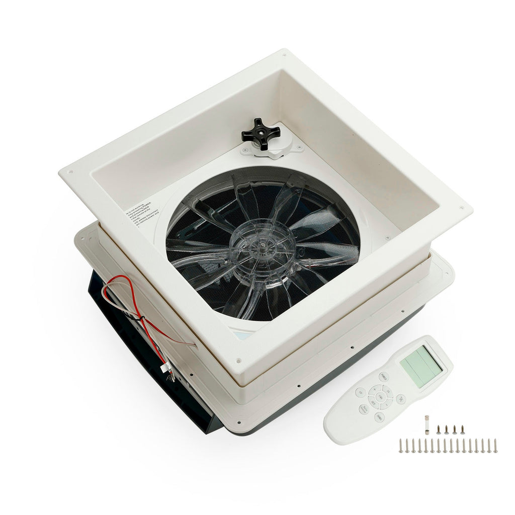 12V RV Caravan Roof Skylight Vent Fan 14" With Remote 10 Speed Levels