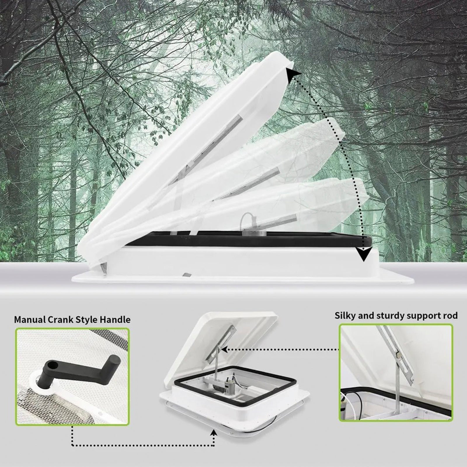 14" Remote Control Camper Roof Vent Skylight Exhaust Fan for RV Motorhome Caravan