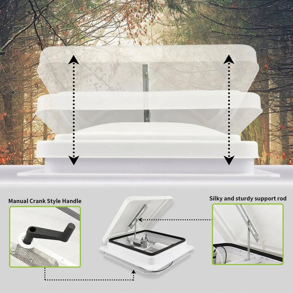 14" RV Camper Motorhome Skylight Roof Exhaust Vent Fan with Remote Control
