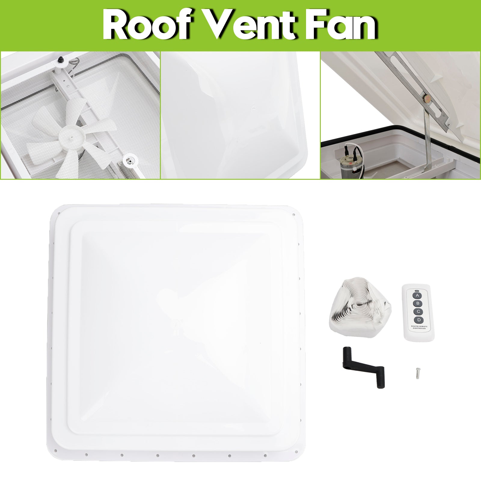 14" RV Camper Motorhome Skylight Roof Exhaust Vent Fan with Remote Control