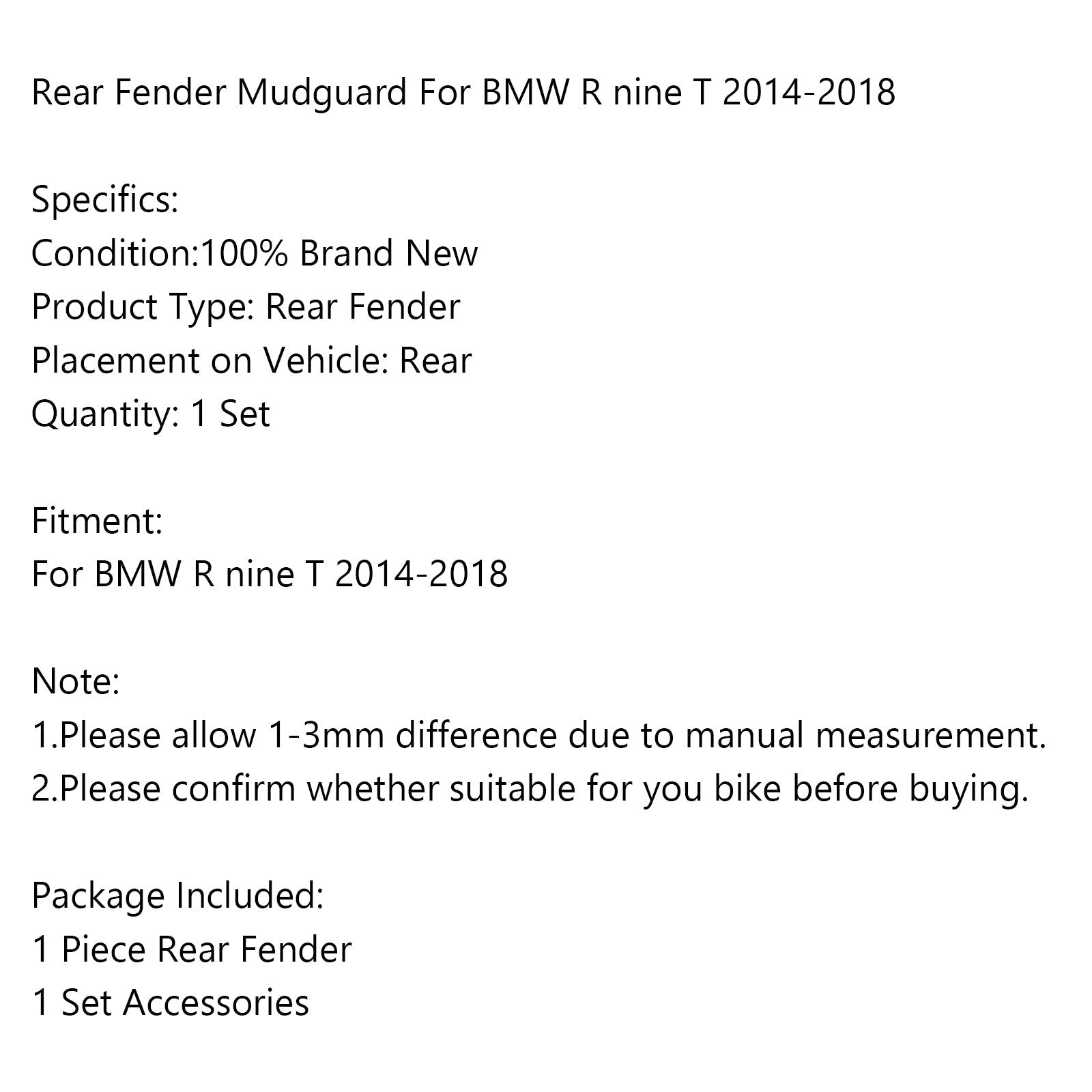 BMW R NINE T 2014-2018 Rear Tire Hugger Mudguard Fender Generic Accessory