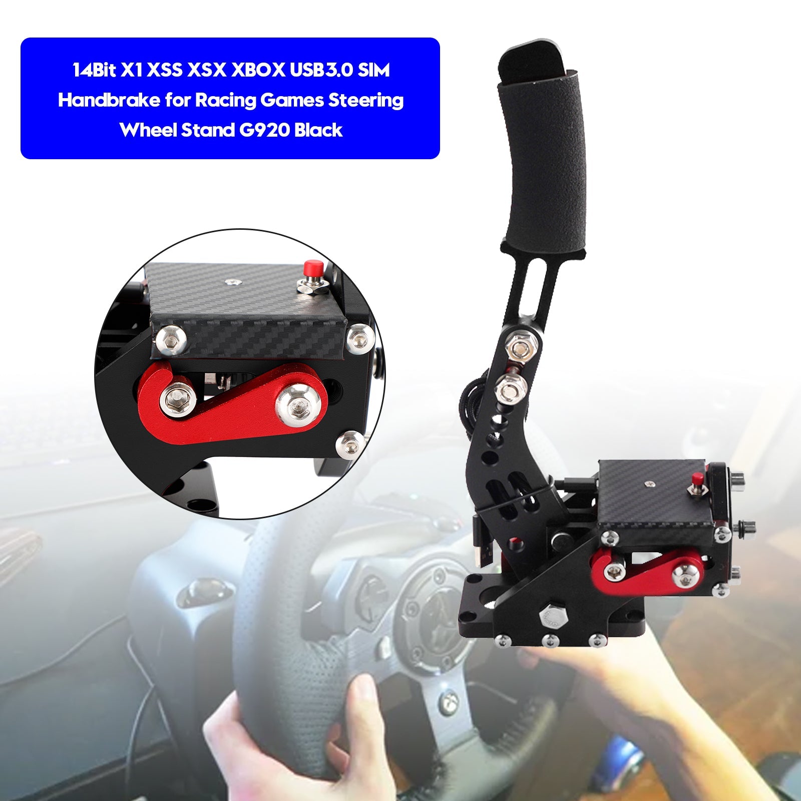 14Bit X1 USB Racing Handbrake for XBOX G920 Gaming Wheel Setup (Mounting Bracket Excluded)