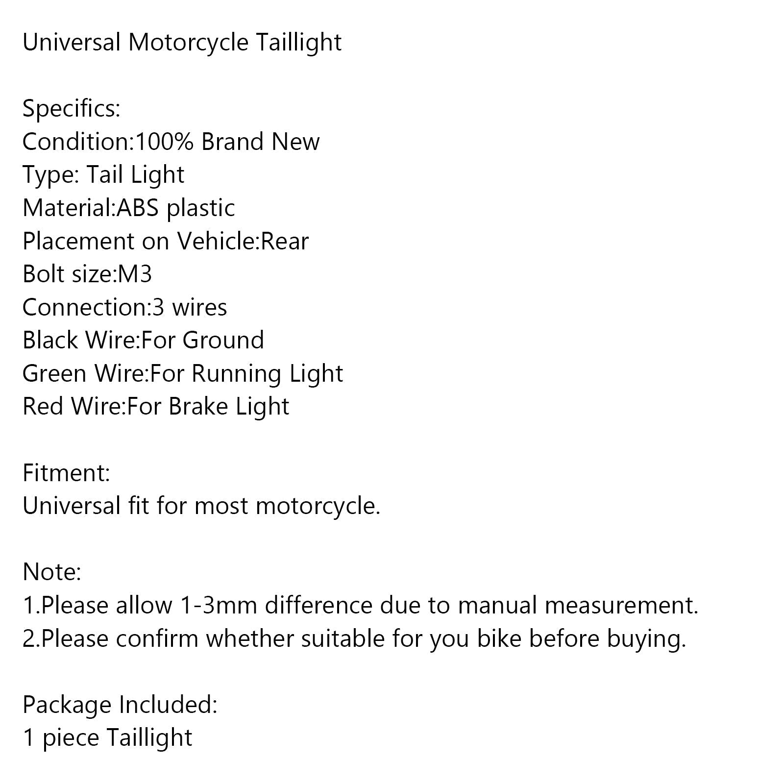 Universal LED Brake and Tail Light for Motorcycle, Bobber, ATV, and Dirt Bike