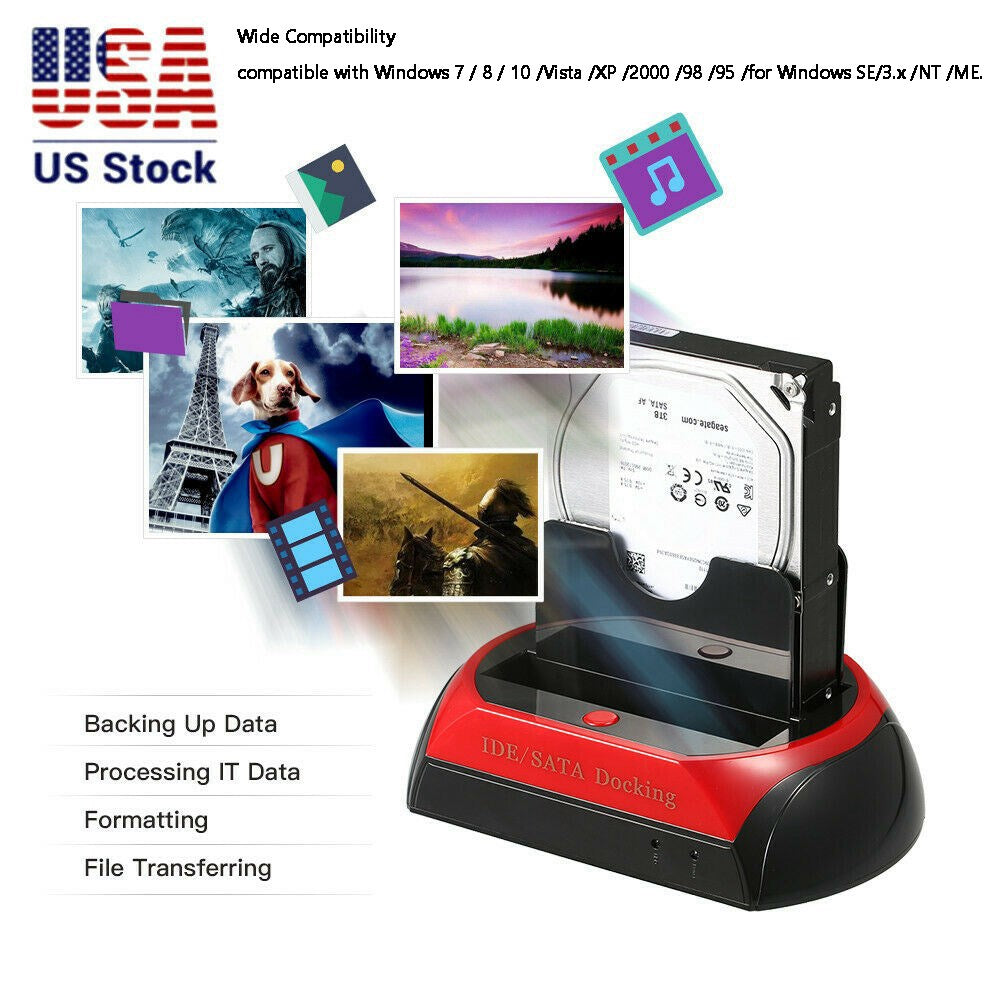 2.5 Inch 3.5 Inch IDE SATA Hard Drive Reader Dock with USB 2.0 Connection UK Plug