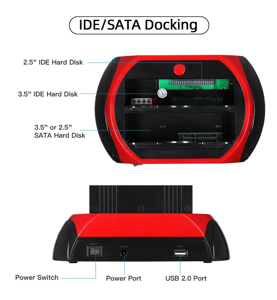 2.5 Inch 3.5 Inch IDE SATA Hard Drive Reader Dock with USB 2.0 Connection UK Plug