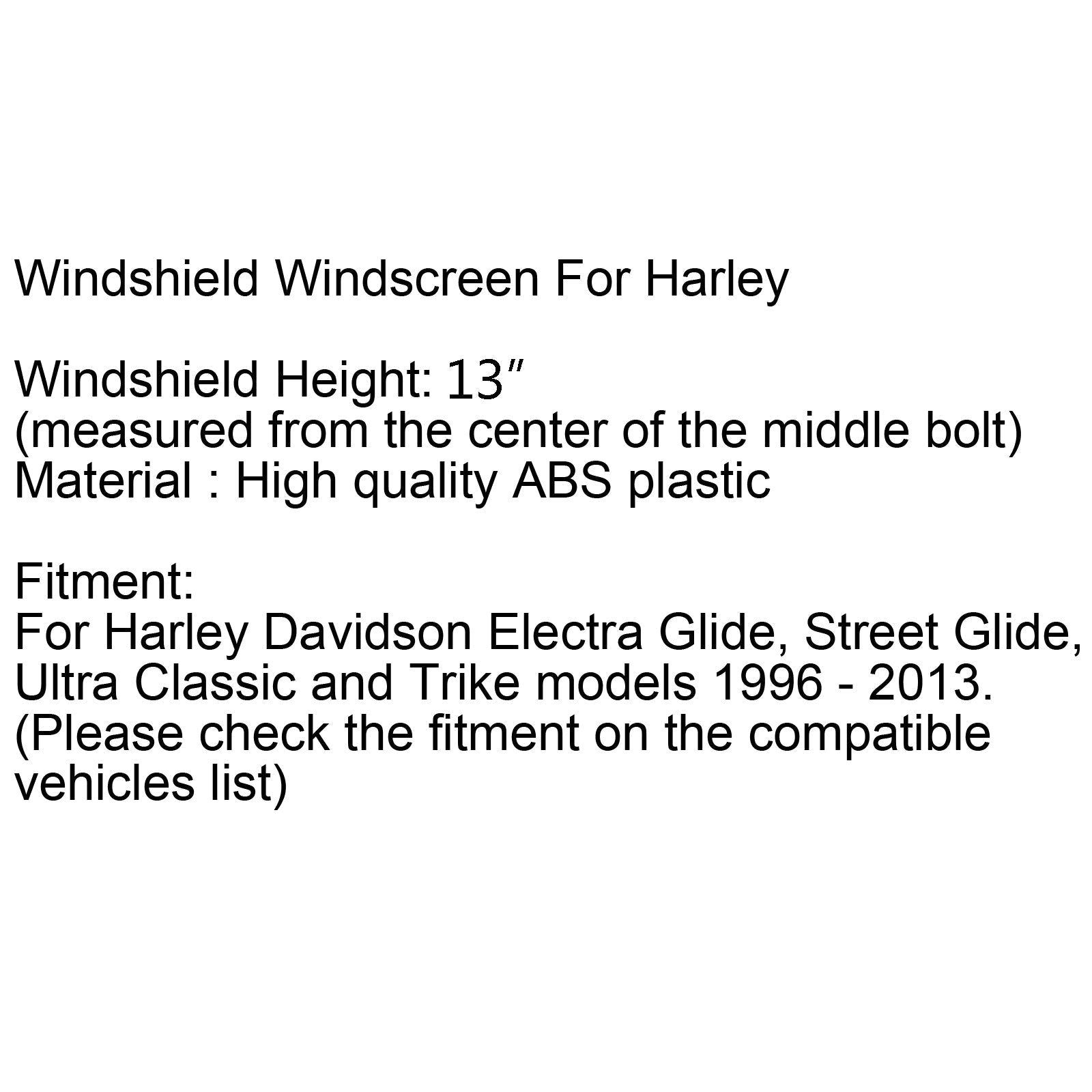 13" ABS Windscreen Compatible with Touring Street Glide Ultra Classic Trike 1996-2013