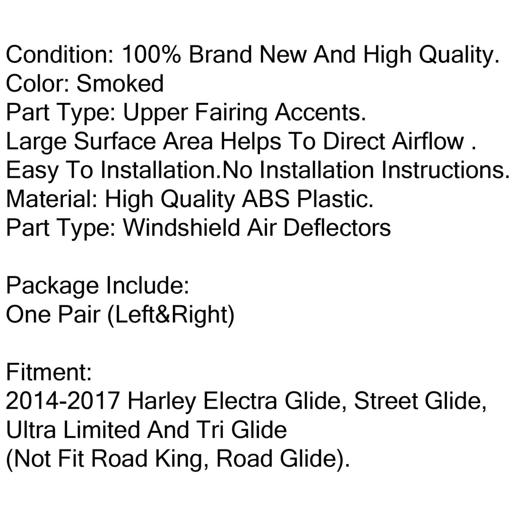 ABS Plastic Air Deflector Side Wings Compatible with Harley Davidson FL Touring 2014-2018 Pack of 2