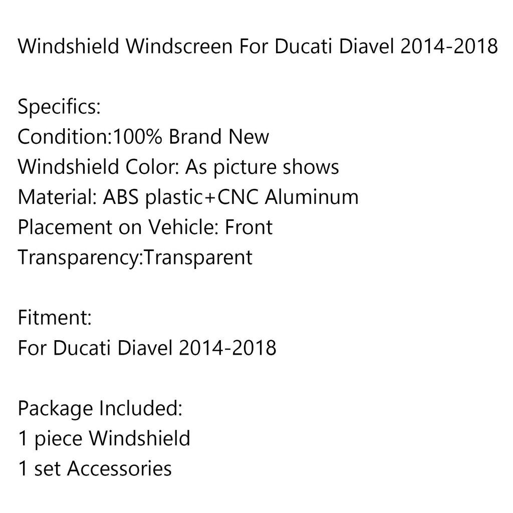 Ducati Diavel 2014-2018 Generic Windshield Windscreen Wind Deflector Protection Guard