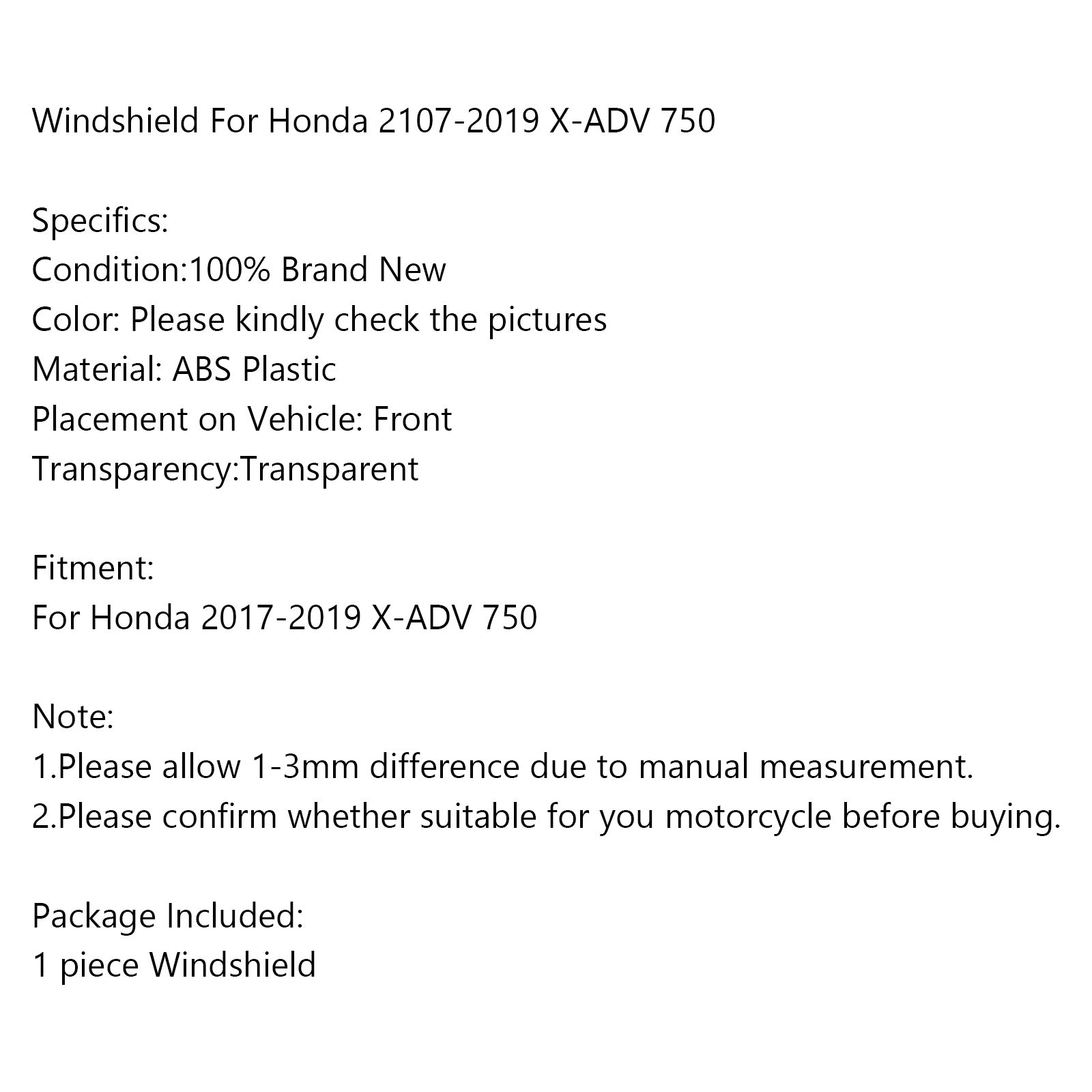 ABS Windscreen Shield for Honda X-ADV 750 2017-2019 Motorcycle