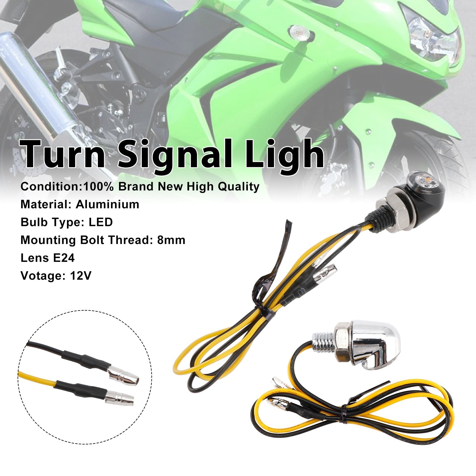 12V Universal Honda Motorcycle 8mm LED Turn Signal Light Indicator