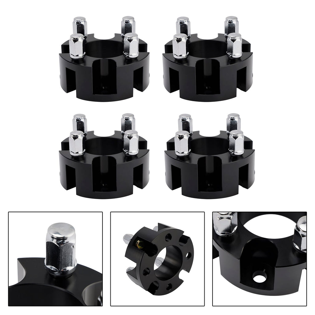 2 Inch Wheel Spacers for Golf Carts with Lug Nuts - Yamaha Club Car EzGo Black