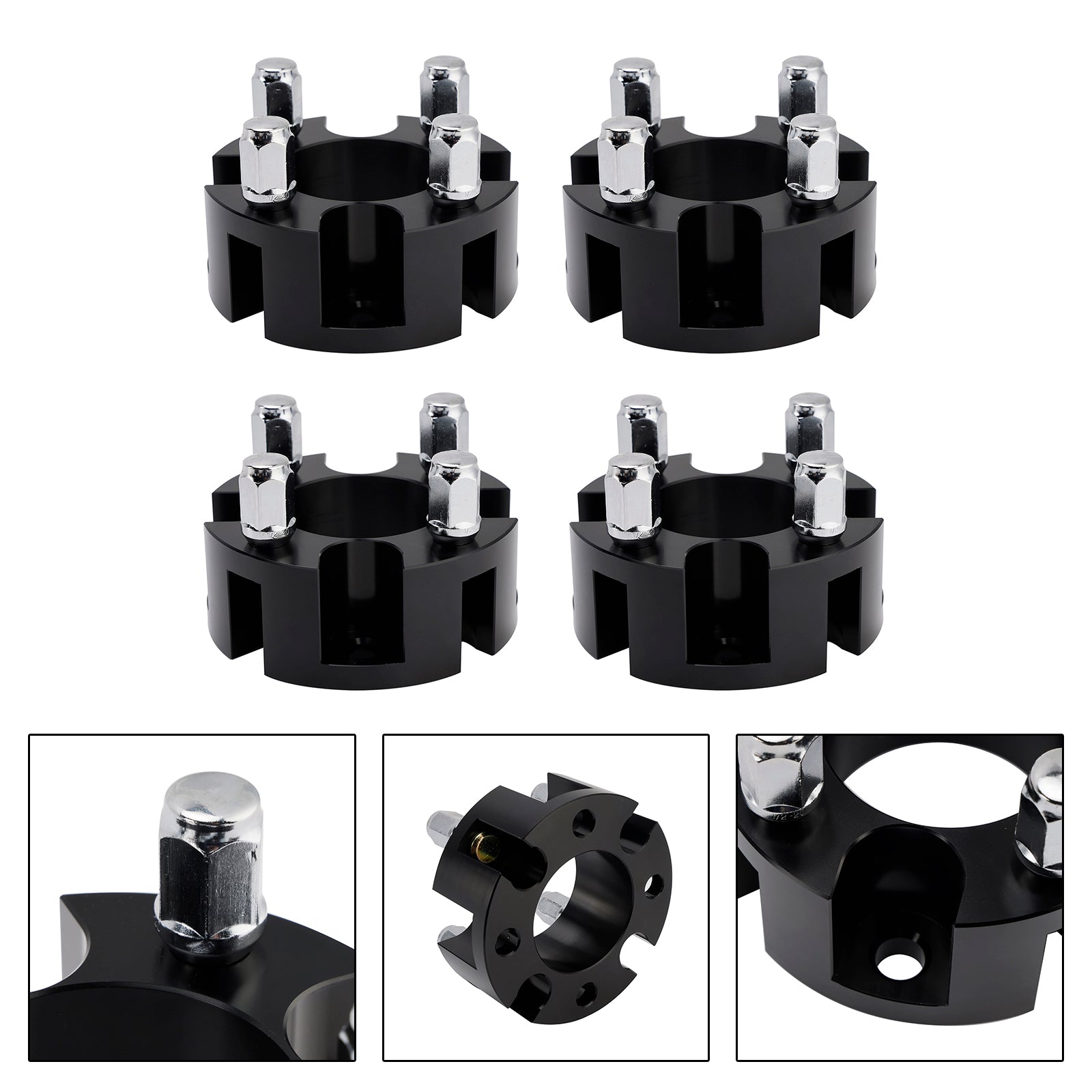 2 Inch Wheel Spacers for Golf Carts with Lug Nuts - Yamaha Club Car EzGo Black