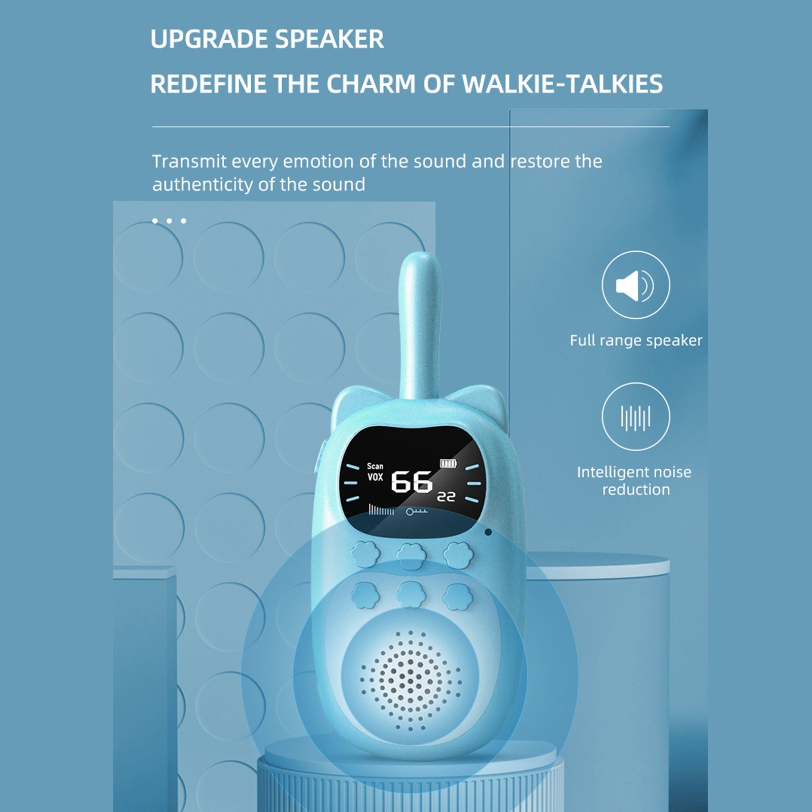 Handheld 22 Channel 2 Way Radio for Kids 3 KM Range 2 Pack Walkie Talkies