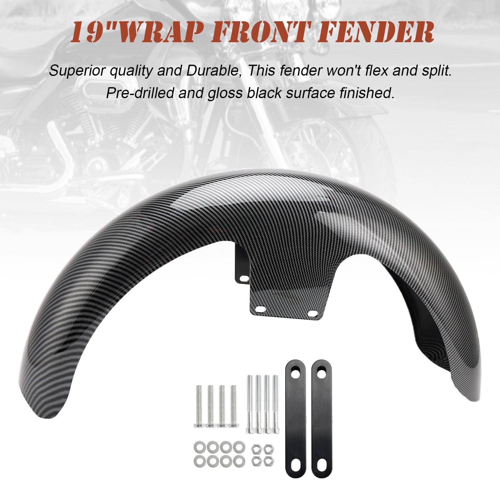 19" Front Fender Wrap ABS For Harley Touring Models Electra Street Road Glide FLHT FLHR Baggers